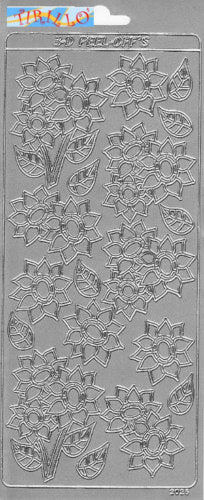 SCRAPBOOKING - 2 fogli adesivi- girasoli argento