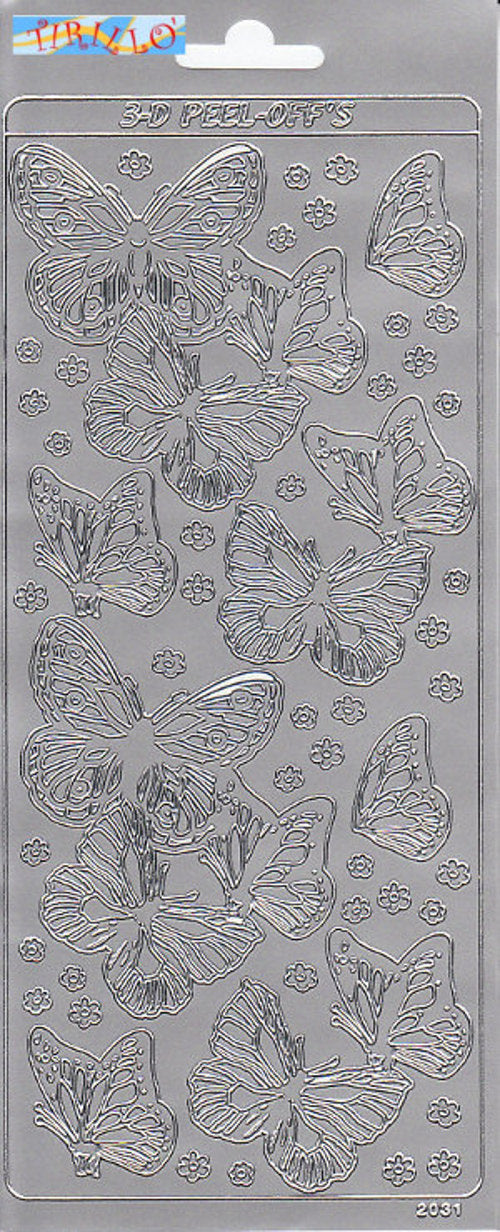 SCRAPBOOKING - 2 fogli adesivi - farfalle argento