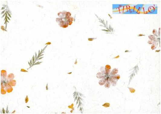 CARTONAGGIO SCRAPBOOK - Carta di gelso con fiori rossi veri - 50x80 cm - 2 pezzi