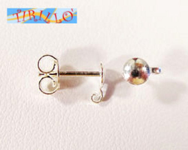 ARGENTO 925 MASSICCIO italiano - 2 perni per orecchini piatti