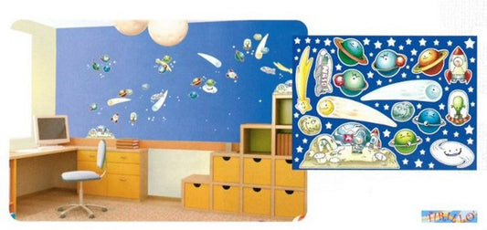DECORAZIONE HOME DECOR - 2 fogli adesivi fosforescenti parete 50x70 cm - Spazio