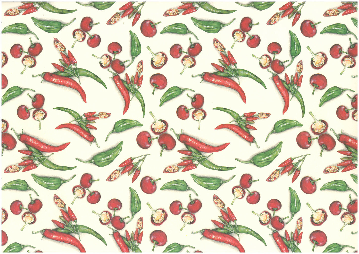 2 fogli carta découpage/cartonaggio legatoria 50x70 cm - Peperoncini