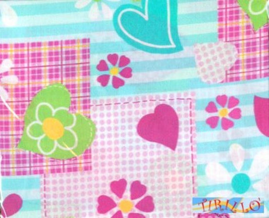 PATCHWORK CUCITO DECORAZIONE-Tessuto americano patchwork 55x50 cm - Fiori cuori