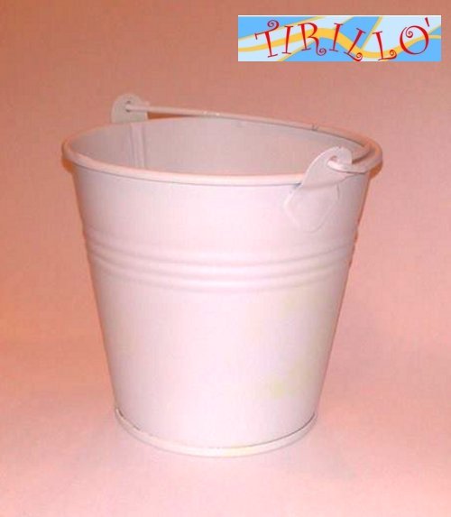 DECORAZIONE - Secchiello in metallo bianco da decorare - diametro 8 cm - 2 pezzi
