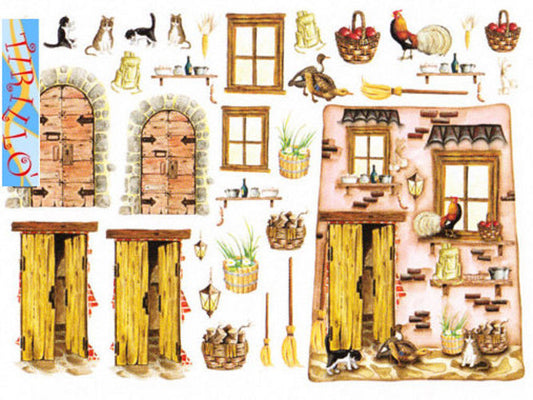 Carta di riso decorata cm 50 x 35 - Casa rustica