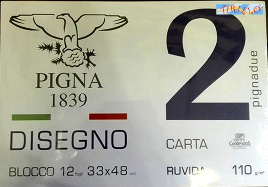 DISEGNO - 3 pezzi Album da disegno Pigna ruvido 12 fogli 110 g - 33x48 cm