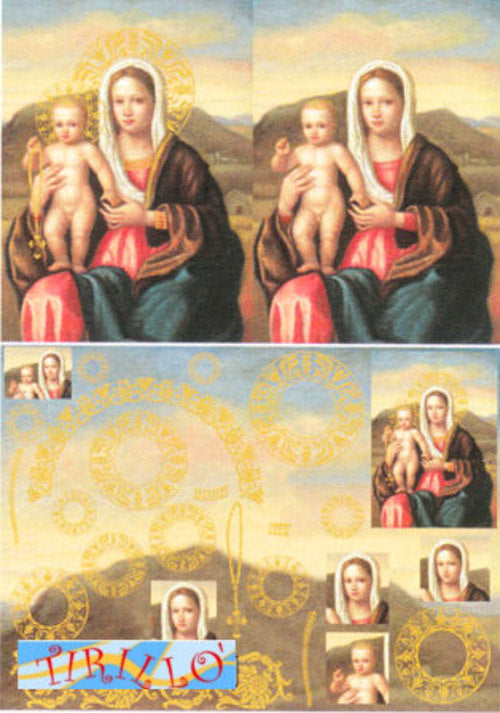 DECOUPAGE - 2 carte per dècoupage 80 g - 50x70 cm - Madonna con bambino