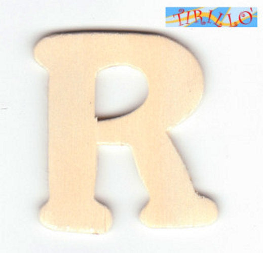 DECORAZIONE DECOUPAGE - 6 Iniziali in legno 4 cm - lettera R