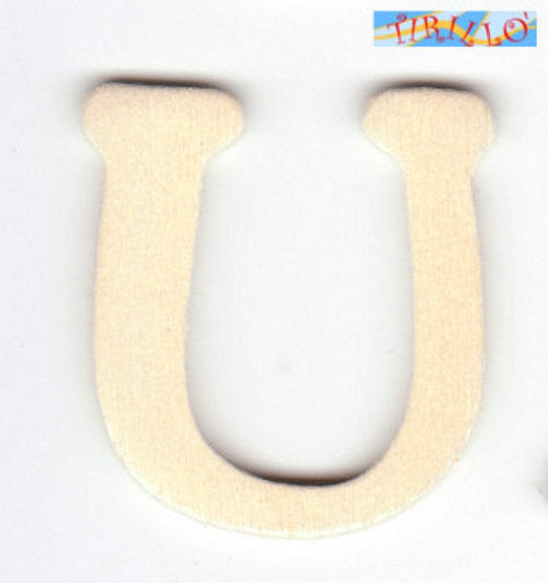DECORAZIONE DECOUPAGE - 6 Iniziali in legno 4 cm - lettera U