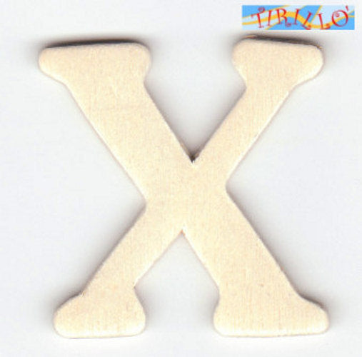 DECORAZIONE DECOUPAGE - 6 Iniziali in legno 4 cm - lettera X