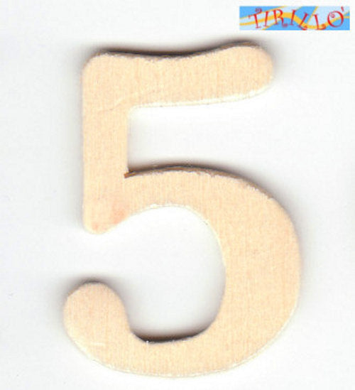 DECORAZIONE DECOUPAGE - 6 numeri in legno 4 cm - numero 5