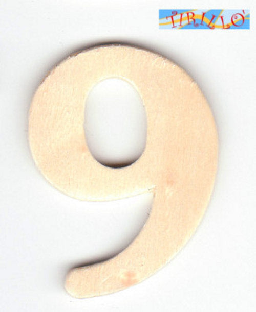 DECORAZIONE DECOUPAGE - 6 numeri in legno 4 cm - numero 9