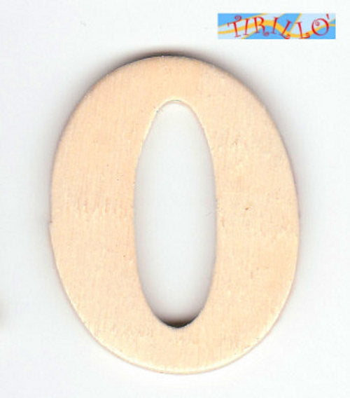 DECORAZIONE DECOUPAGE - 6 numeri in legno 4 cm - numero zero 0