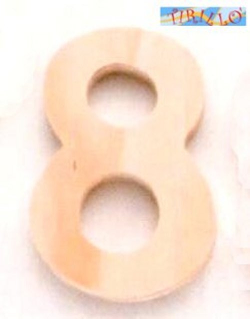 DECORAZIONE DECOUPAGE - Numero in legno 14 cm - 8