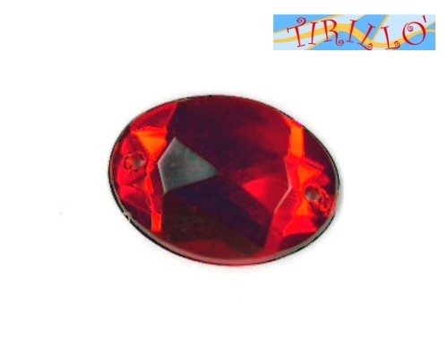 BIGIOTTERIA - 10 strass cabochon ovali in plexiglass da cucire 13x18 mm - Rosso