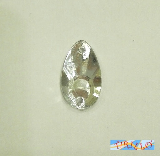 CUCITO - 20 strass cabochon in plexiglass da cucire a goccia 10x15 mm - Crystal