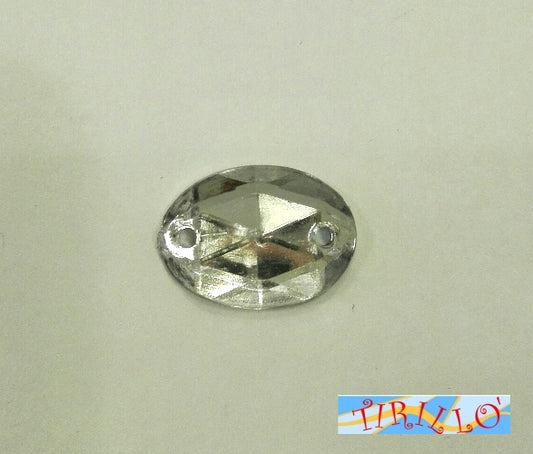 CUCITO - 20 strass cabochon ovali in plexiglass da cucire 15x10 mm - Crystal