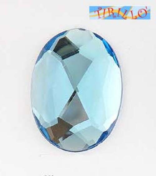CUCITO - 10 strass cabochon ovali in plexiglass 18x25 mm - Acquamarina