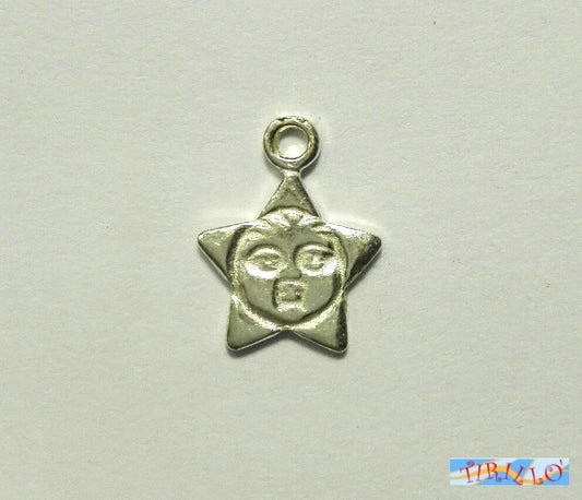 ARGENTO 925 MASSICCIO italiano - 1 mini pendente stella 11 mm