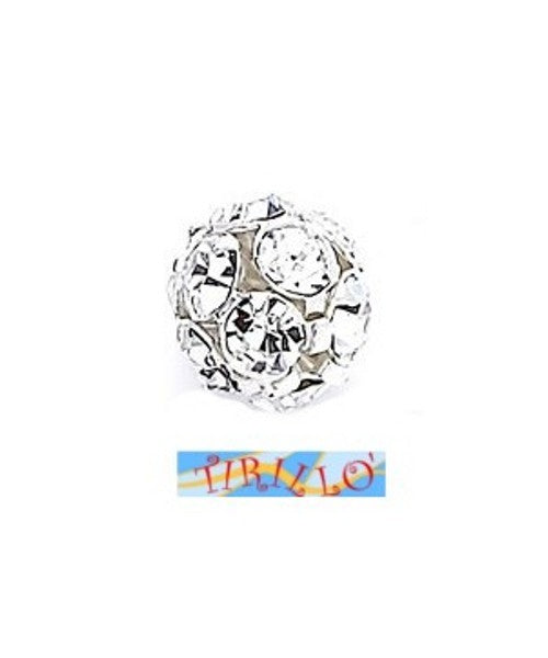 ARGENTO 925 MASSICCIO - 1 pallina di strass 8 mm