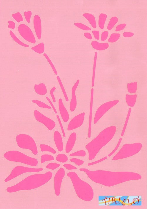 STENCIL - Mascherina stencil in plastica 15x21 cm - Fiori di campo