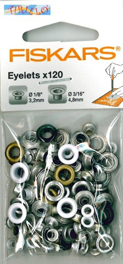 SCRAPBOOKING - Eyelets occhielli rivetti Fiskars - 120 pz assortiti