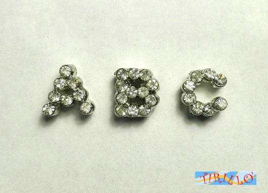 BIGIOTTERIA PERLINE - iniziali strass 9x9 mm - 10 lettere a scelta