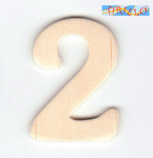 DECORAZIONE DECOUPAGE - 6 numeri in legno 4 cm - numero 2
