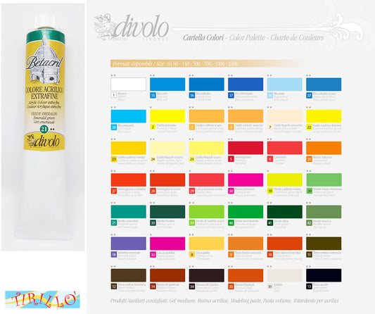 1 tubo colore acrilico per artisti Di Volo Betacril 60 ml-n.9 Terra Siena nat