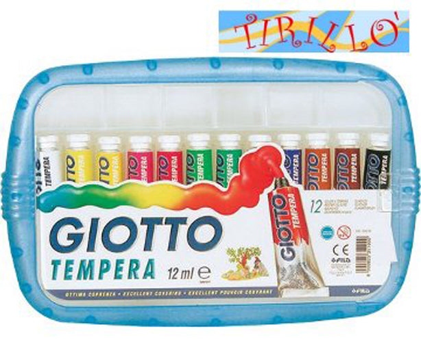 PITTURA - Valigetta/tavolozza da 12 tempere Giotto + 1 pennello