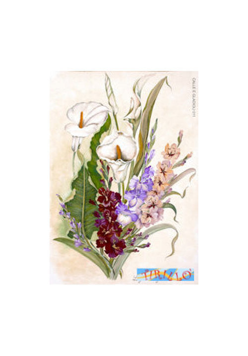 Carta di riso decorata cm 50 x 35 - Calle e gladioli
