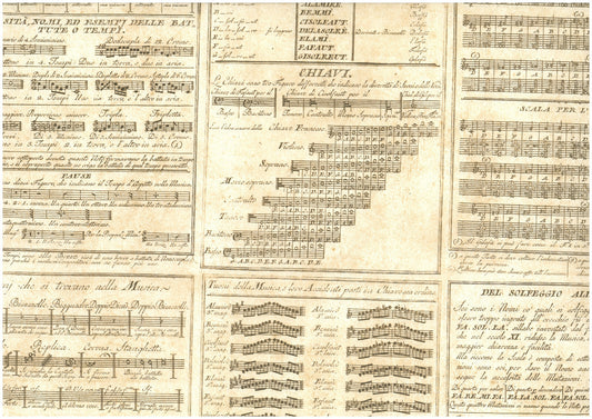 2 fogli carta legatoria découpage e cartonaggio 50x70 cm - Musica