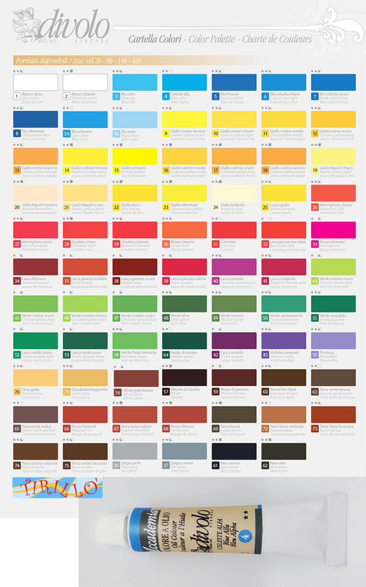 1 tubo colore a olio Di Volo Accademia da 60 ml - n. 17 giallo cadmio scuro