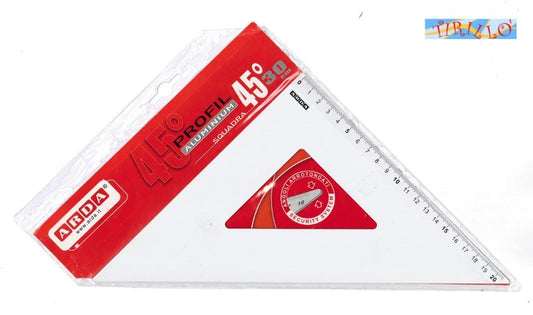 DISEGNO TECNICO CARTOLERIA - Squadra millimetrata alluminio - 45°/ 20 cm