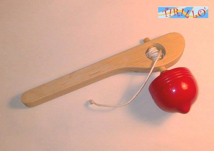 GIOCATTOLI - Trottola in legno con manico - 19x6 cm
