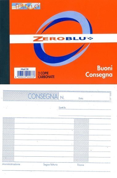 CARTOLERIA UFFICIO - Blocco di buoni consegna a due copie carbonate - 3 pz