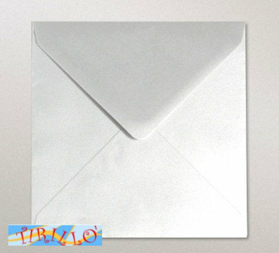 PARTECIPAZIONI - 2 busta + 2 cartoncini bianco perlato - 140x140 mm