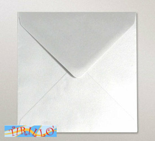 PARTECIPAZIONI - 2 busta + 2 cartoncini bianco perlato - 140x140 mm