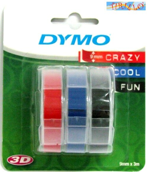 CARTOLERIA - 3 nastri etichette rilievo Dymo Embossig - blu, rosso, nero