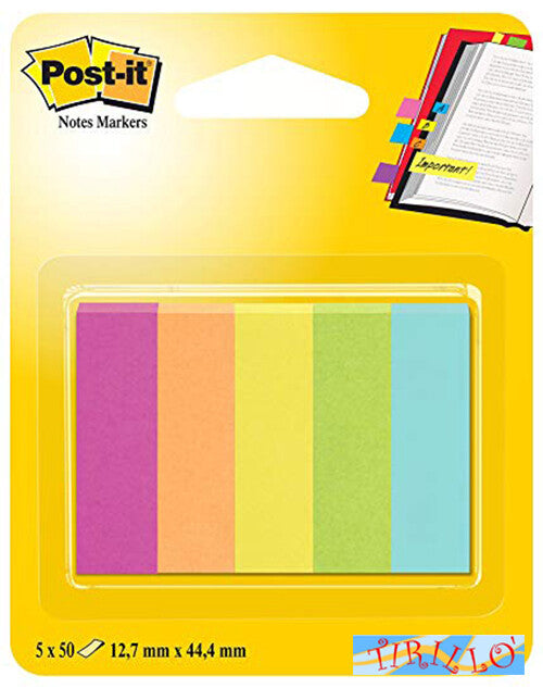 CARTOLERIA UFFICIO - 250 segnapagina post-it in carta 5 colori 127x44 mm