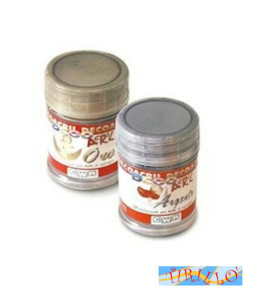 DECORAZIONE - 2 barattoli di colore acrilico 35 ml - Argento