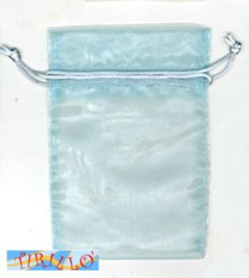 BIGIOTTERIA BOMBONIERE - 5 sacchettini in organza 12x17 cm - Celeste