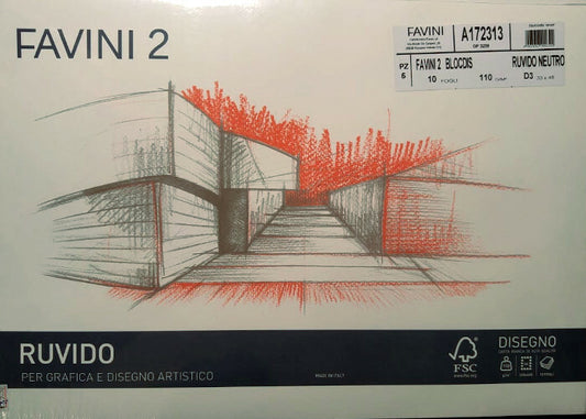 DISEGNO - 2 pezzi Album da disegno Favini ruvido 12 fogli 110 g - 33x48 cm
