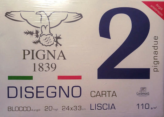 DISEGNO - 3 pezzi Album da disegno Pigna liscio 12 fogli 110 g - 24x33 cm