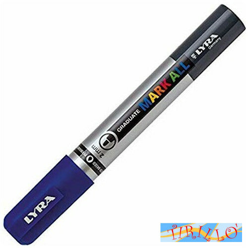 Pennarello marker ad acqua indelebile permanente Lyra Mark All - Blu