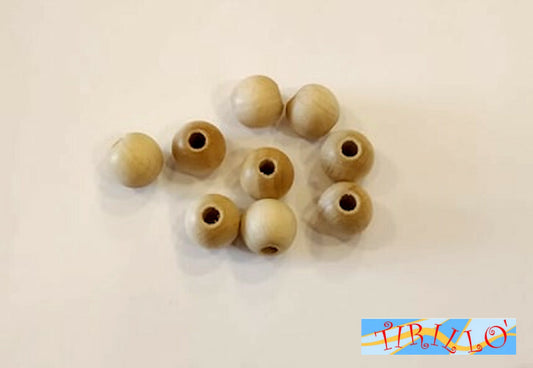 BIGIOTTERIA LEGNO - 50 palline perle di legno forate - 10 mm