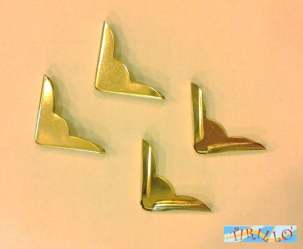 SCRAPBOOKING - 12 angoli metallici per libri 35 mm - color ottone