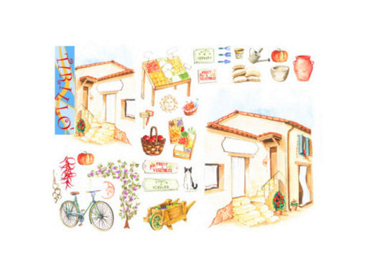 Carta di riso per découpage 50x35 cm - Tegola "Frutta e verdura"