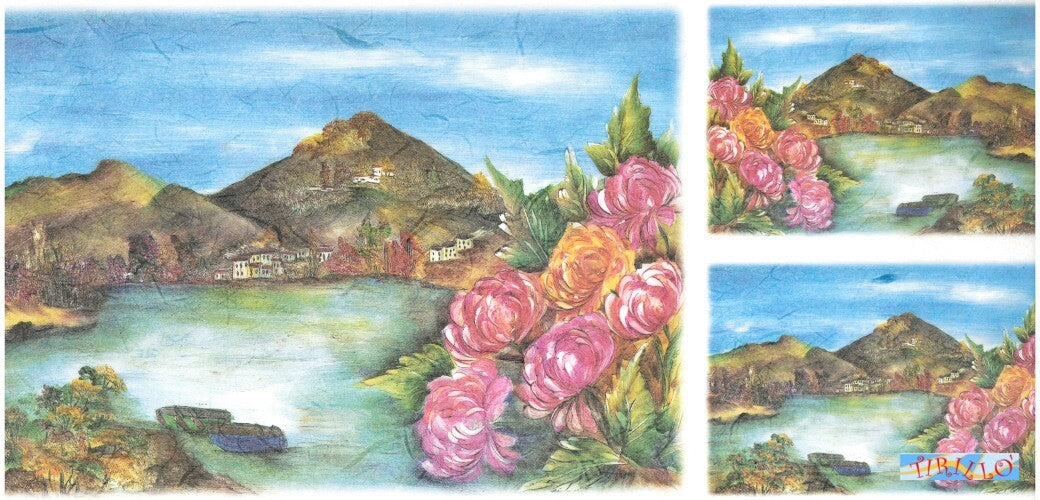 Carta di riso decorata per decoupage cm 50 x 23 - Autunno - 2 pz