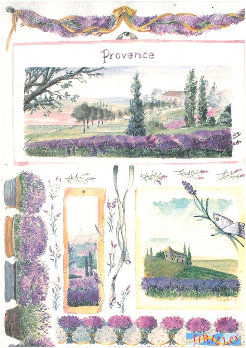 Carta di riso per découpage 50x35 cm - Provenza - 2 pz